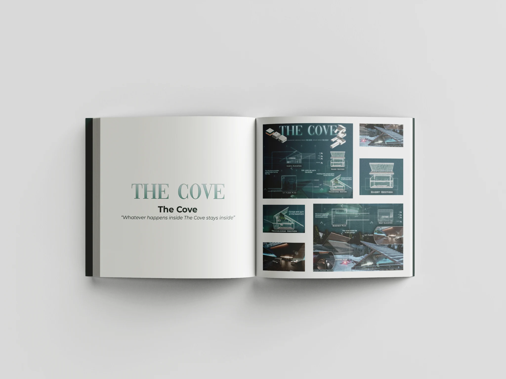 Open portfolio spread presenting The Cove project